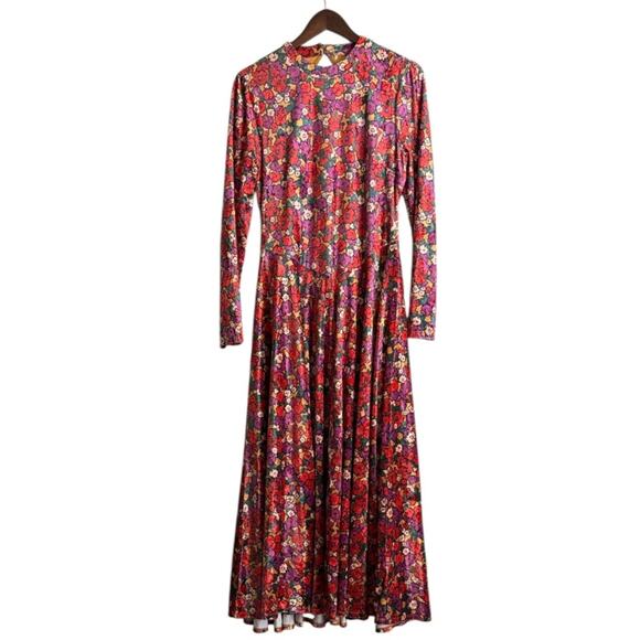 Free People Heartland Velvet Floral Dress Sz L - Picture 2 of 10
